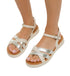 Sandali bassi bianchi da donna con cinturini argento P Eco Friendly, Donna, SKU w041000766, Immagine 0